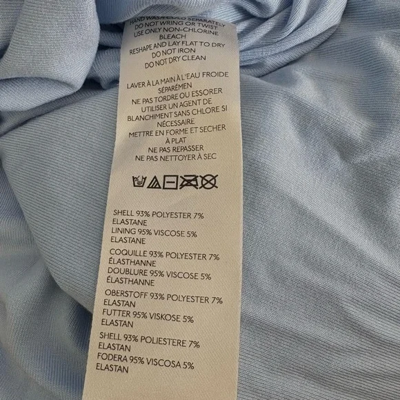 Anthropologie The Maya Ruched Cowl-Neck Dress Mesh Edition Blue Floral Dress - Picture 11 of 16